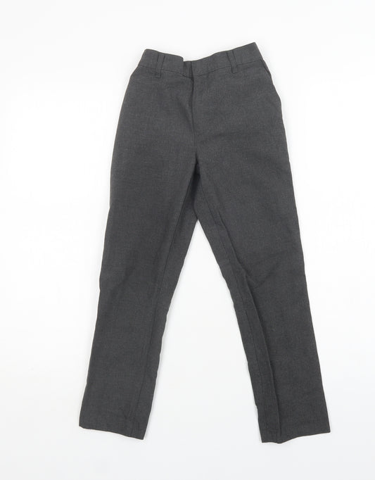 M&S Girls Grey  Polyester Dress Pants Trousers Size 8-9 Years  Regular Hook & Loop - School Wear