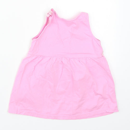 Ergee Girls Pink Striped Cotton A-Line  Size 6-9 Months  Round Neck Pullover