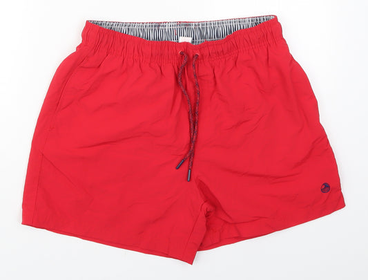 F&F Mens Red  Nylon Athletic Shorts Size M  Regular Drawstring - Swim Shorts