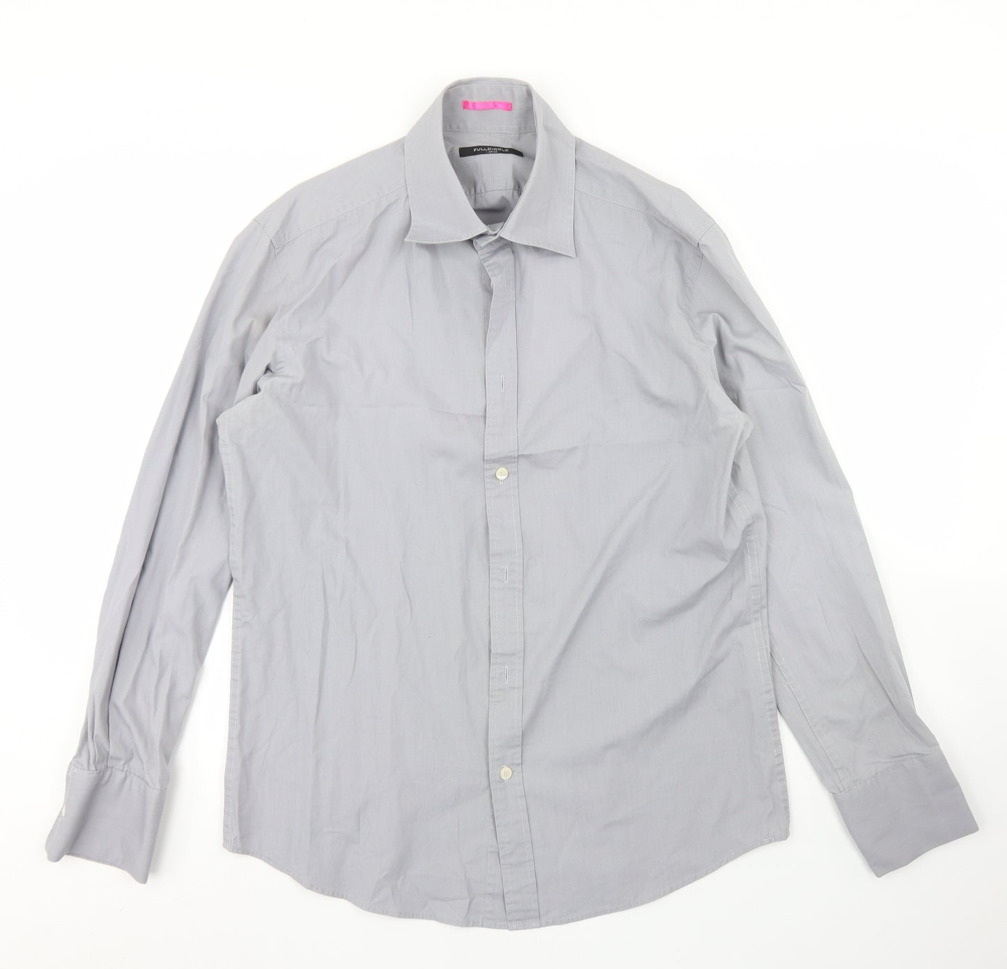 Full Circle Mens Grey  Cotton  Button-Up Size L Collared Button