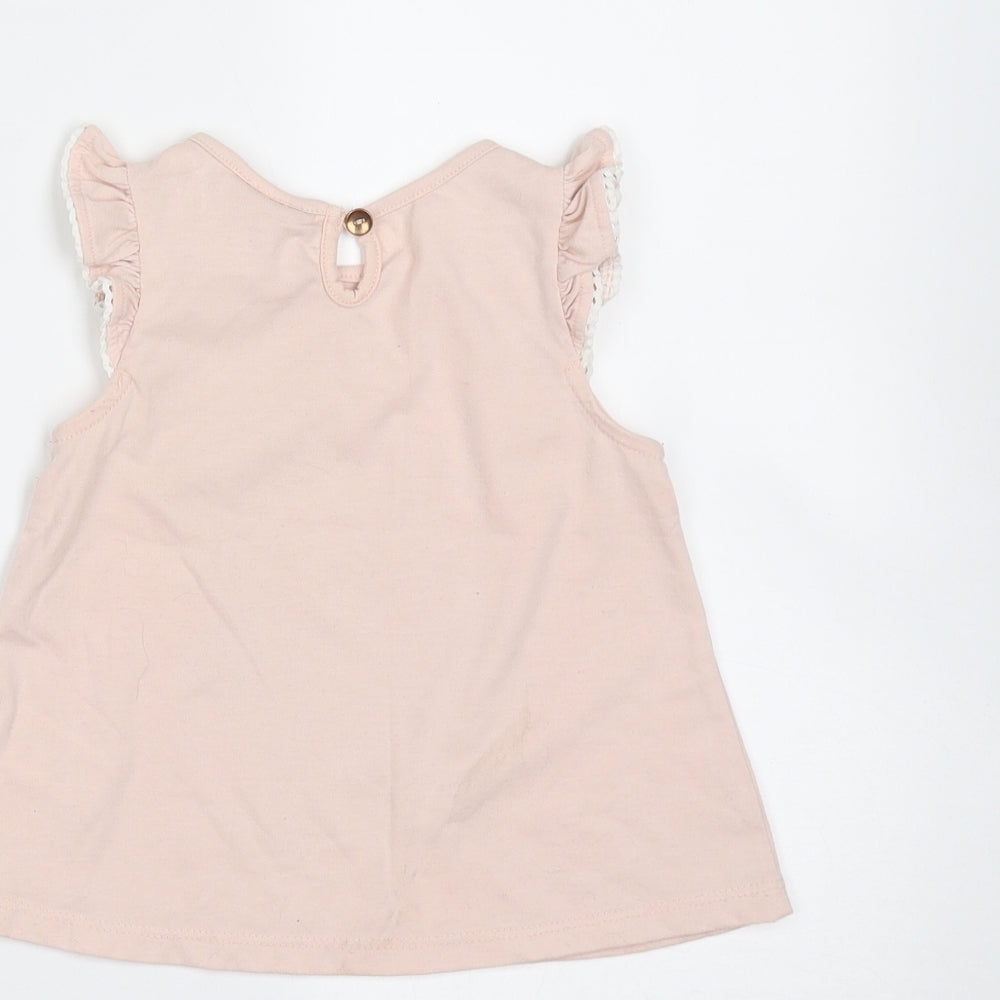 Tommy Bahama Baby Pink  Cotton Basic T-Shirt Size 12 Months Round Neck  - Garden Print