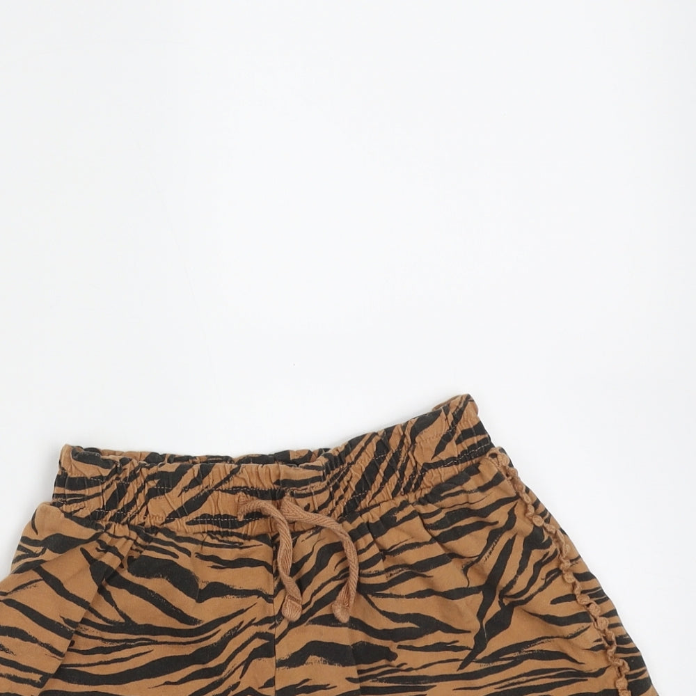TU Girls Brown Animal Print Cotton Hot Pants Shorts Size 8 Years  Regular