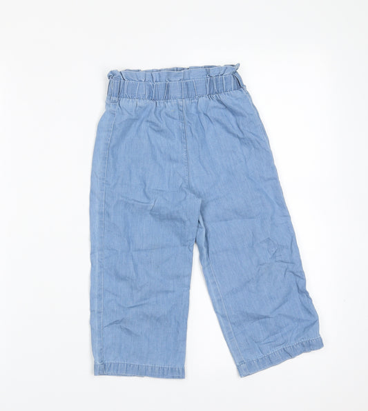 M&Co Girls Blue  Cotton Cropped Jeans Size 4-5 Years  Regular