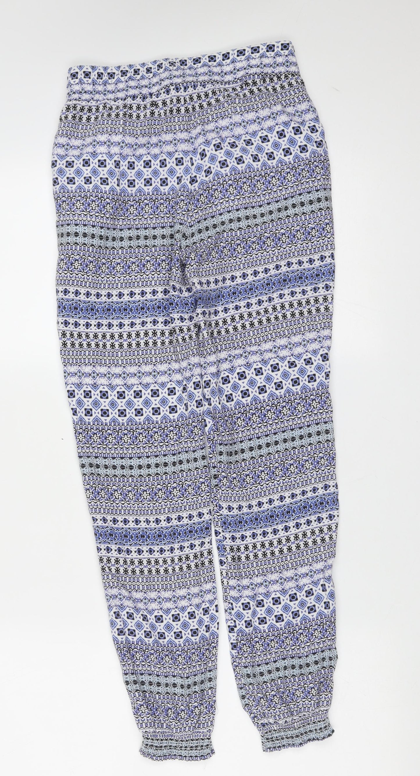 Young Dimension Girls Blue Geometric Viscose Bloomer Trousers Size 10-11 Years  Regular