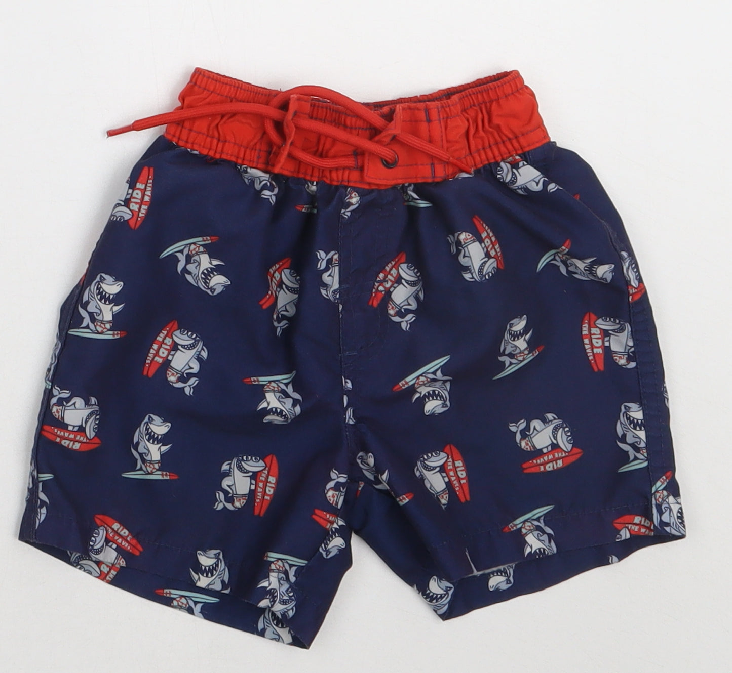 Primark Boys Blue Geometric Polyester Sweat Shorts Size 2-3 Years  Regular Tie - Ride the Waves