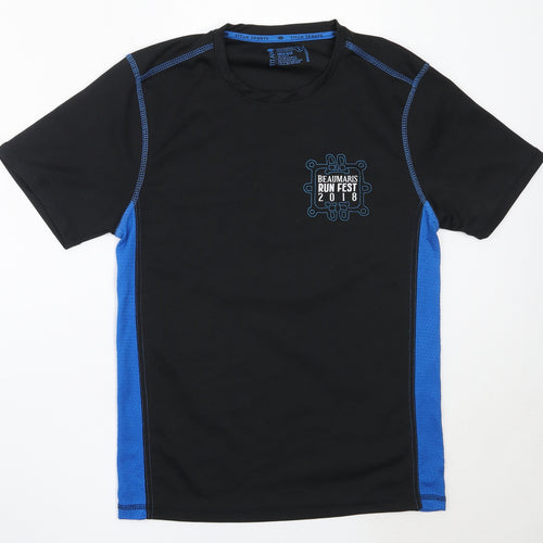 Titan Mens Black  Polyester Basic T-Shirt Size S Round Neck  -  beaumaris runfest 2018