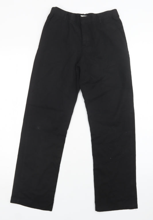 George Boys Black  Polyester Dress Pants Trousers Size 11-12 Years  Regular Hook & Loop - School Wear