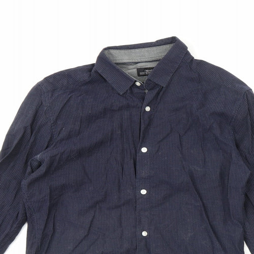 NEXT Mens Blue Polka Dot Cotton  Dress Shirt Size S Collared Button