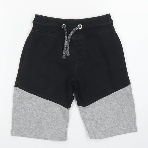 George Boys Black Colourblock Cotton Sweat Shorts Size 5-6 Years  Regular Drawstring