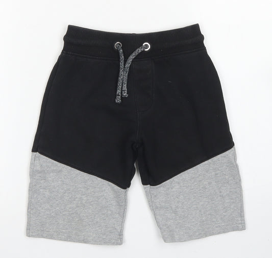 George Boys Black Colourblock Cotton Sweat Shorts Size 5-6 Years  Regular Drawstring