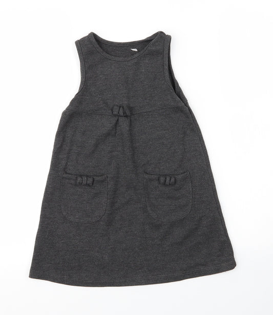 Lily & Dan Girls Grey  Viscose A-Line  Size 4 Years  Round Neck