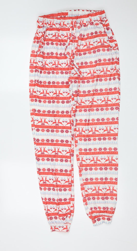 In the Style Womens Red Fair Isle Polyester  Pyjama Pants Size 6   - christmas