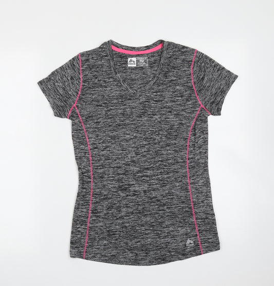 Reebok Womens Grey  Polyester Basic T-Shirt Size S V-Neck