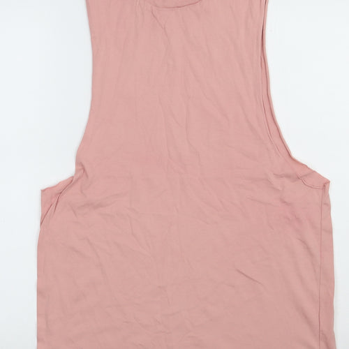 River Island Mens Pink  Cotton Basic Tank Size M Scoop Neck Pullover