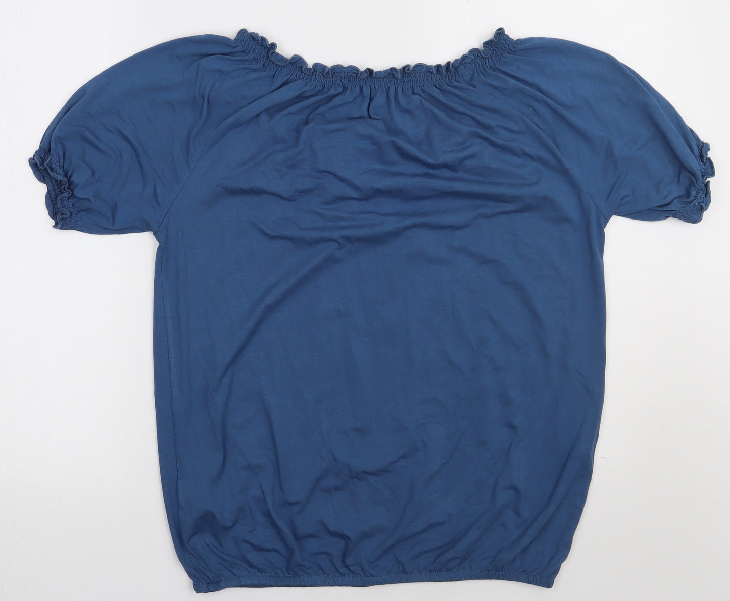 Cheer Womens Blue  Viscose Basic T-Shirt Size 12 Scoop Neck