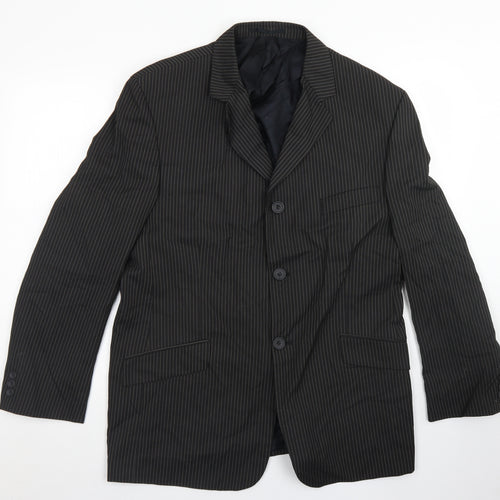 Wilson Mens Black Striped Polyester Jacket Blazer Size 42