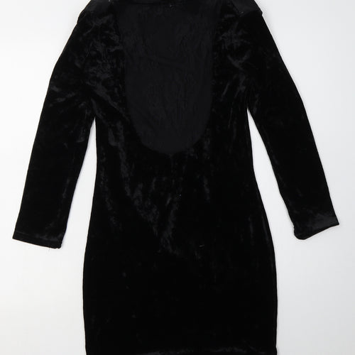 COTTON CLUB Womens Black  Polyester Bodycon  Size 8  Boat Neck Pullover