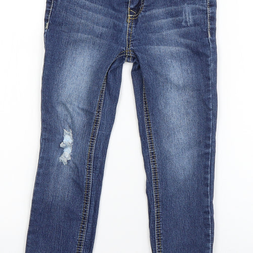 VIGOSS Girls Blue  Cotton Straight Jeans Size 6 Years  Regular Zip - Distressed