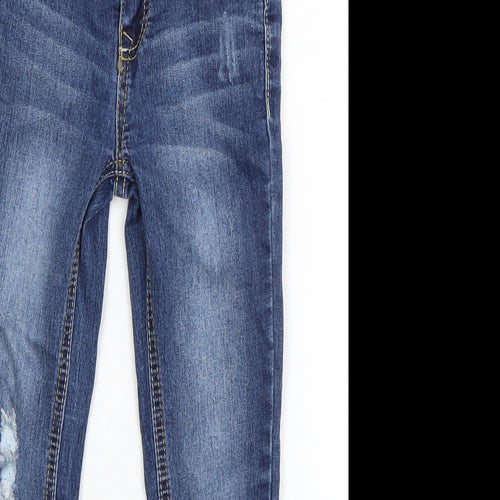 VIGOSS Girls Blue  Cotton Straight Jeans Size 6 Years  Regular Zip - Distressed