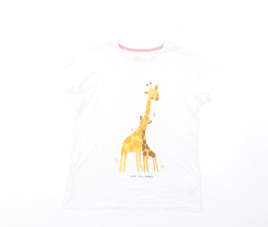 Nutmeg Womens White  Cotton Top Pyjama Top Size 10   - Giraffe