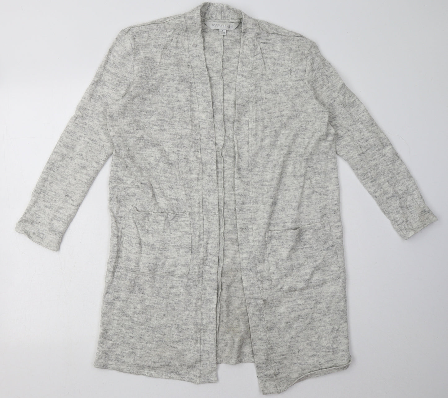 Forever New Womens Grey Collared  Acrylic Cardigan Jumper Size S