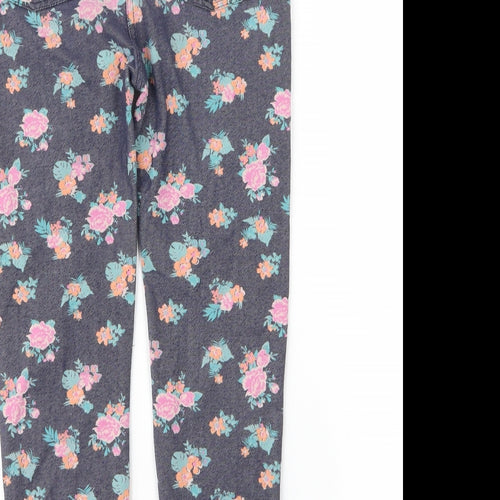 Lee Cooper Girls Blue Floral Cotton Carrot Trousers Size 9 Months  Regular