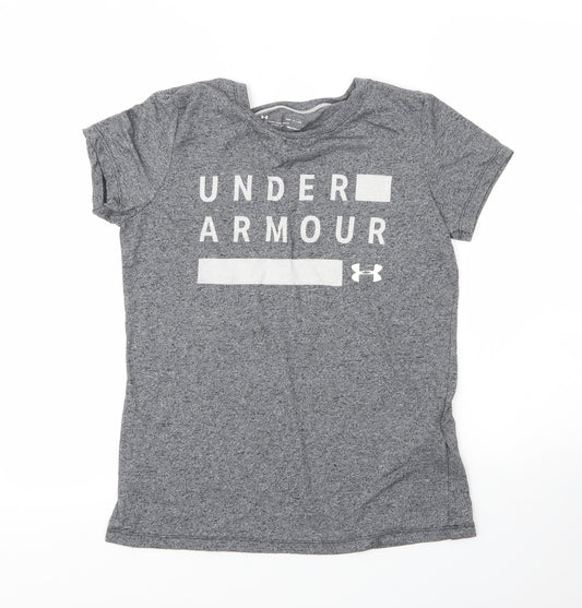 Under armour Womens Grey  Viscose Basic T-Shirt Size S Round Neck