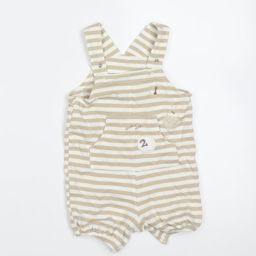 MINIMODE Baby Beige Striped Cotton Dungaree Outfit/Set Size 3-6 Months