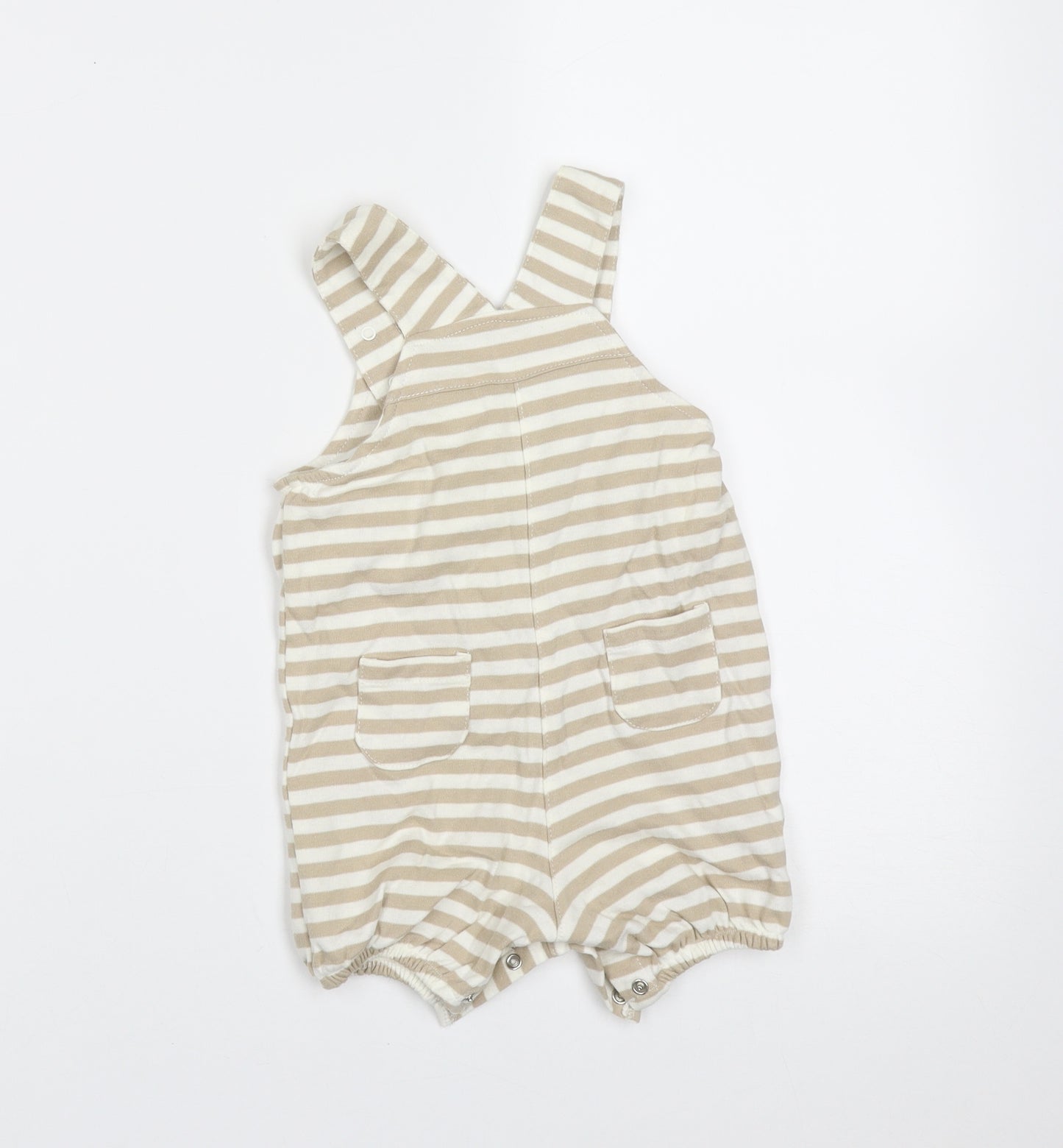 MINIMODE Baby Beige Striped Cotton Dungaree Outfit/Set Size 3-6 Months