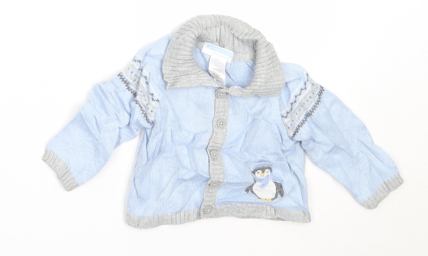 Janie and Jack Boys Blue  Cotton Cardigan Jumper Size 3-6 Months