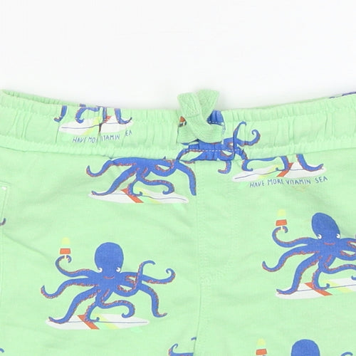 M&S Boys Green Animal Print Cotton Sweat Shorts Size 2-3 Years  Regular