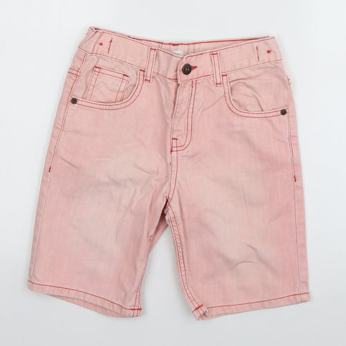 F&F Boys Pink  Cotton Bermuda Shorts Size 9-10 Years  Regular Zip