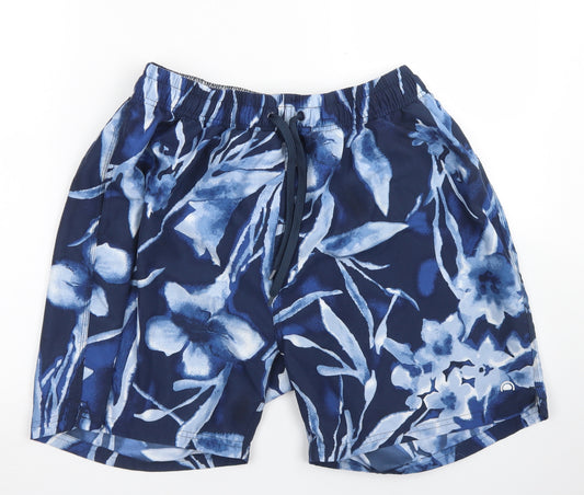 Endless Summer Mens Blue Floral Polyester Athletic Shorts Size 2XL  Regular Drawstring