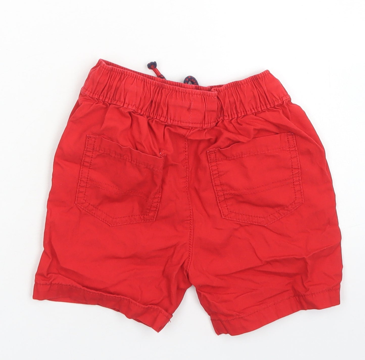 George Boys Red  Cotton Cargo Shorts Size 4-5 Years  Regular Drawstring