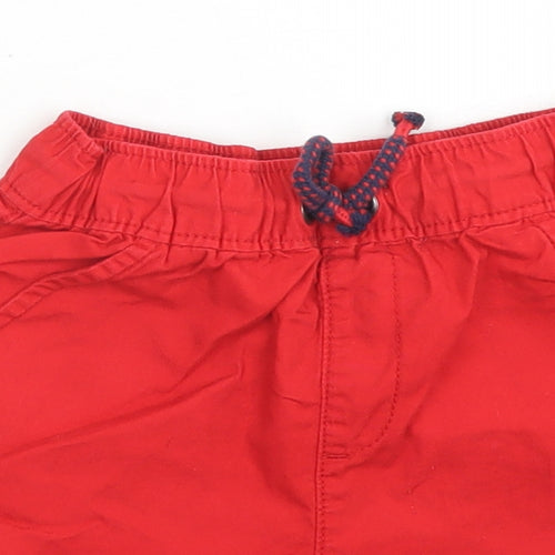 George Boys Red  Cotton Cargo Shorts Size 4-5 Years  Regular Drawstring