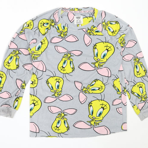 Primark Womens Grey Solid Polyester Top Pyjama Top Size XS   - Looney Tunes