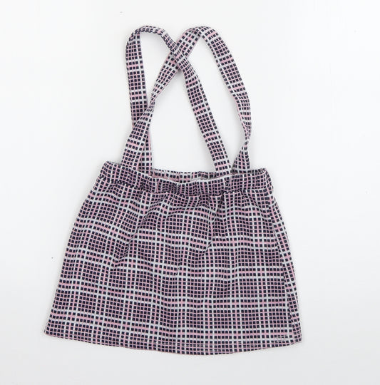 so cute Girls Pink Check Polyester Pinafore/Dungaree Dress  Size 2-3 Years  Square Neck Pullover