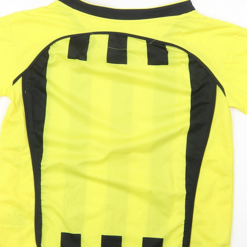 Gedo Mens Yellow Striped Polyester Basic T-Shirt Size XS V-Neck