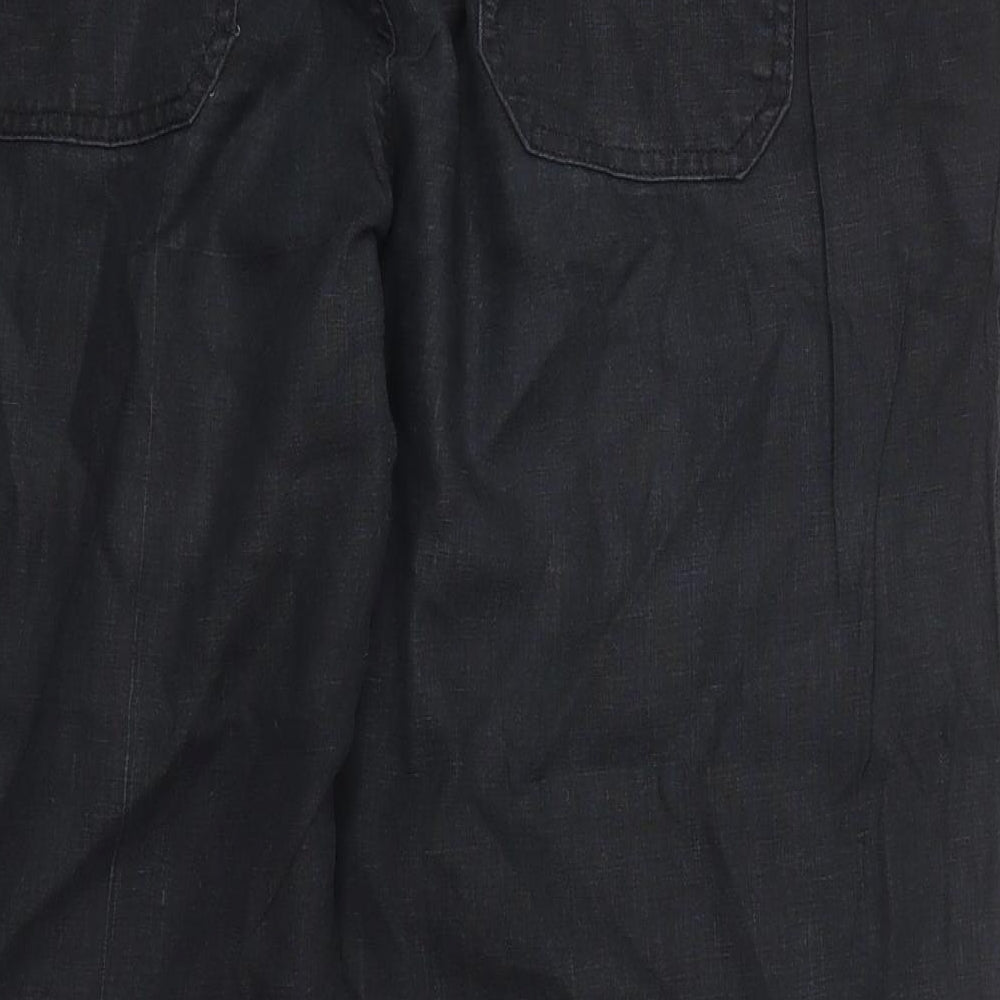 BC Clothing Womens Black  Linen Trousers  Size 14 L28 in Regular Button