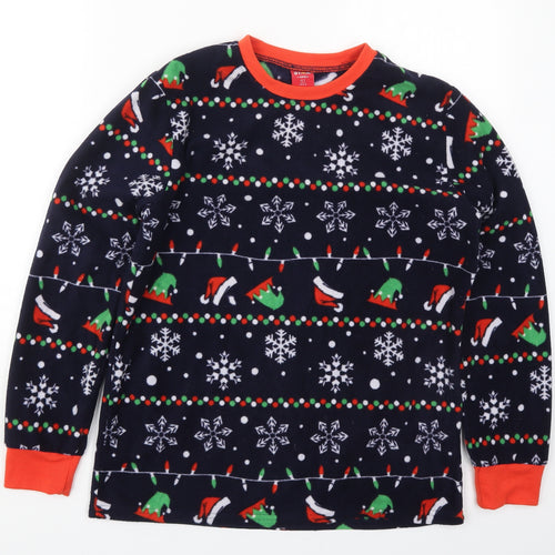 Star Mens Blue Geometric Polyester  Pyjama Top Size S  Pullover - Christmas Prints