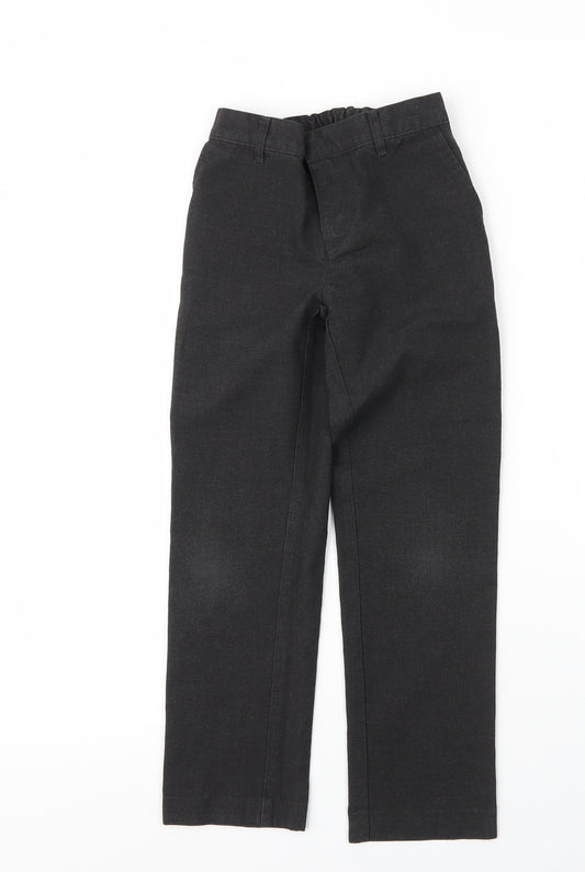 M&S Girls Grey  Viscose Capri Trousers Size 8 Years L20.5 in Regular Zip