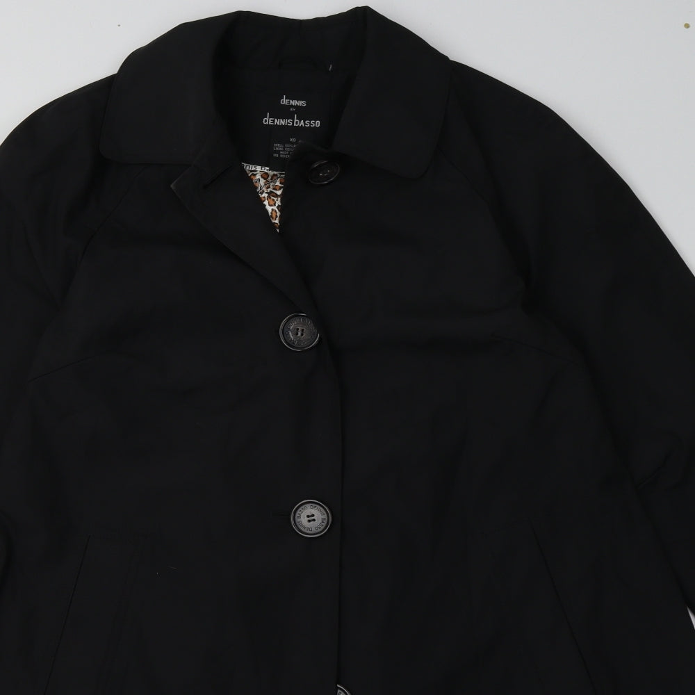 Dennis Basso Womens Black   Overcoat Coat Size XS  Button
