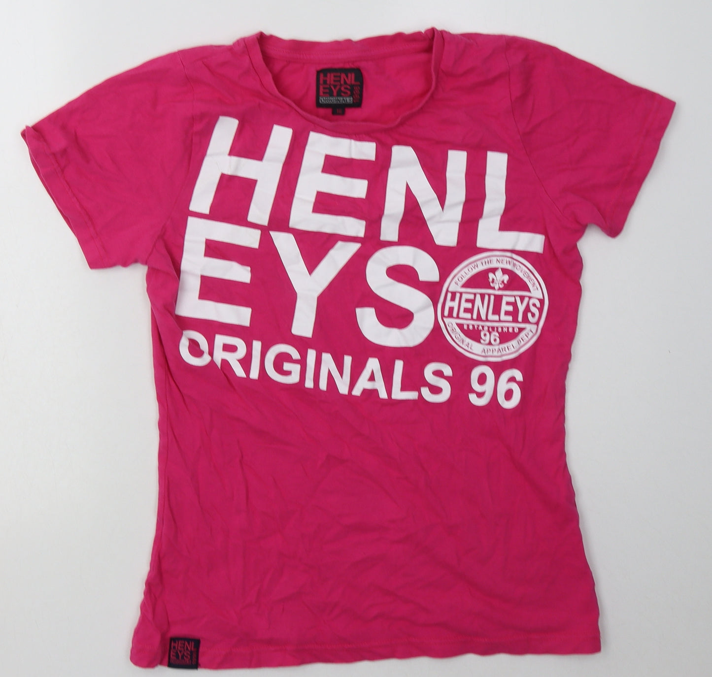 Henleys Womens Pink  Cotton Basic T-Shirt Size 16 Crew Neck