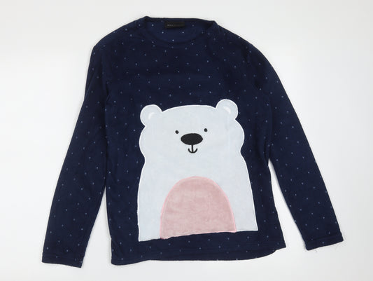 tramas Womens Blue Solid Polyester Top Pyjama Top Size S   - Polar bear