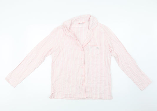 Boux Avenue Womens Pink Striped Cotton Top Pyjama Top Size 10  Button