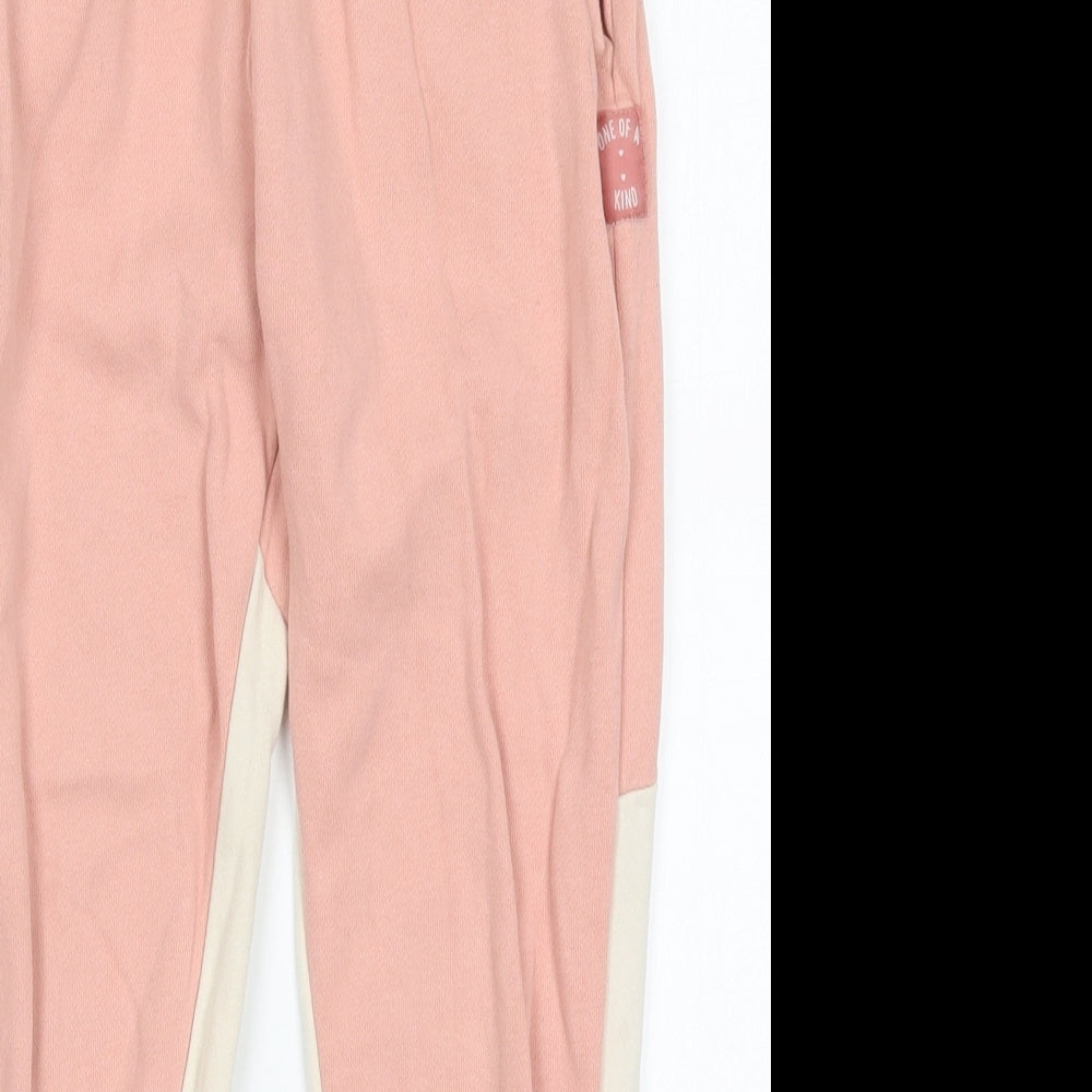 Nutmeg Girls Pink Colourblock Cotton Sweatpants Trousers Size 8-9 Years  Regular Drawstring