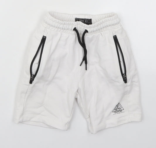 NEXT Boys White  Cotton Sweat Shorts Size 6 Years  Regular Drawstring