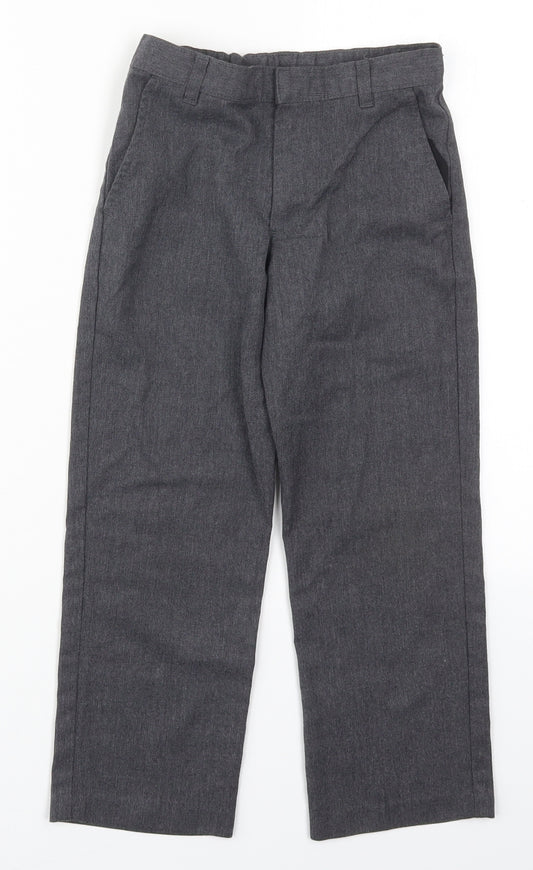 George Boys Grey  Polyester Dress Pants Trousers Size 5-6 Years  Regular Hook & Eye