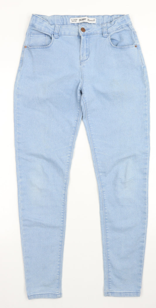 Denim Co Girls Blue Batik Cotton Skinny Jeans Size 13-14 Years  Regular Button