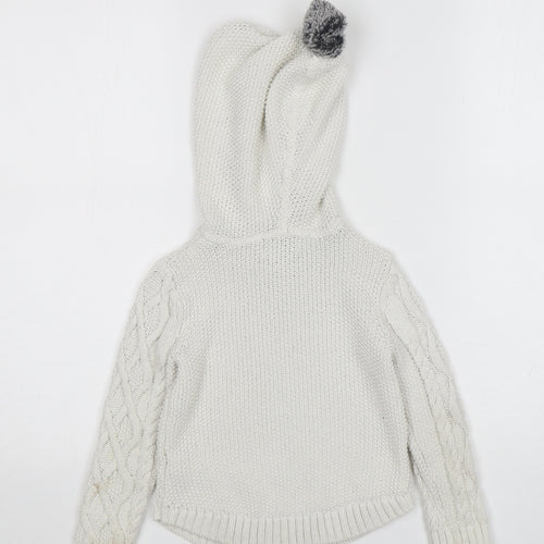 Aspen Girls White  Cotton Pullover Hoodie Size 3 Years